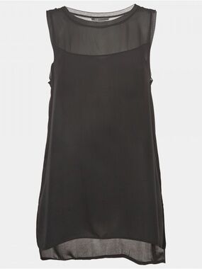 Vince Black Sheer Yoke Sleeveless Slip Dress